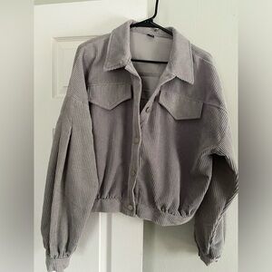 Corduroy Shein Button Down Top Grey Large Women’s